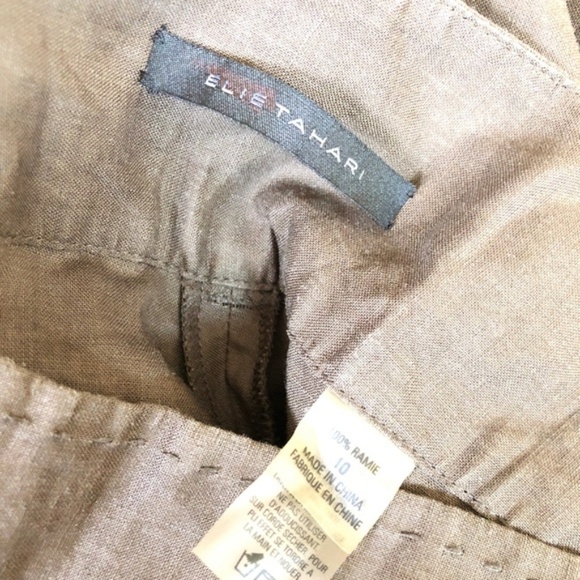 Elie Tahari Wide Leg Pleated Linen Palazzo Pants - Picture 6 of 7